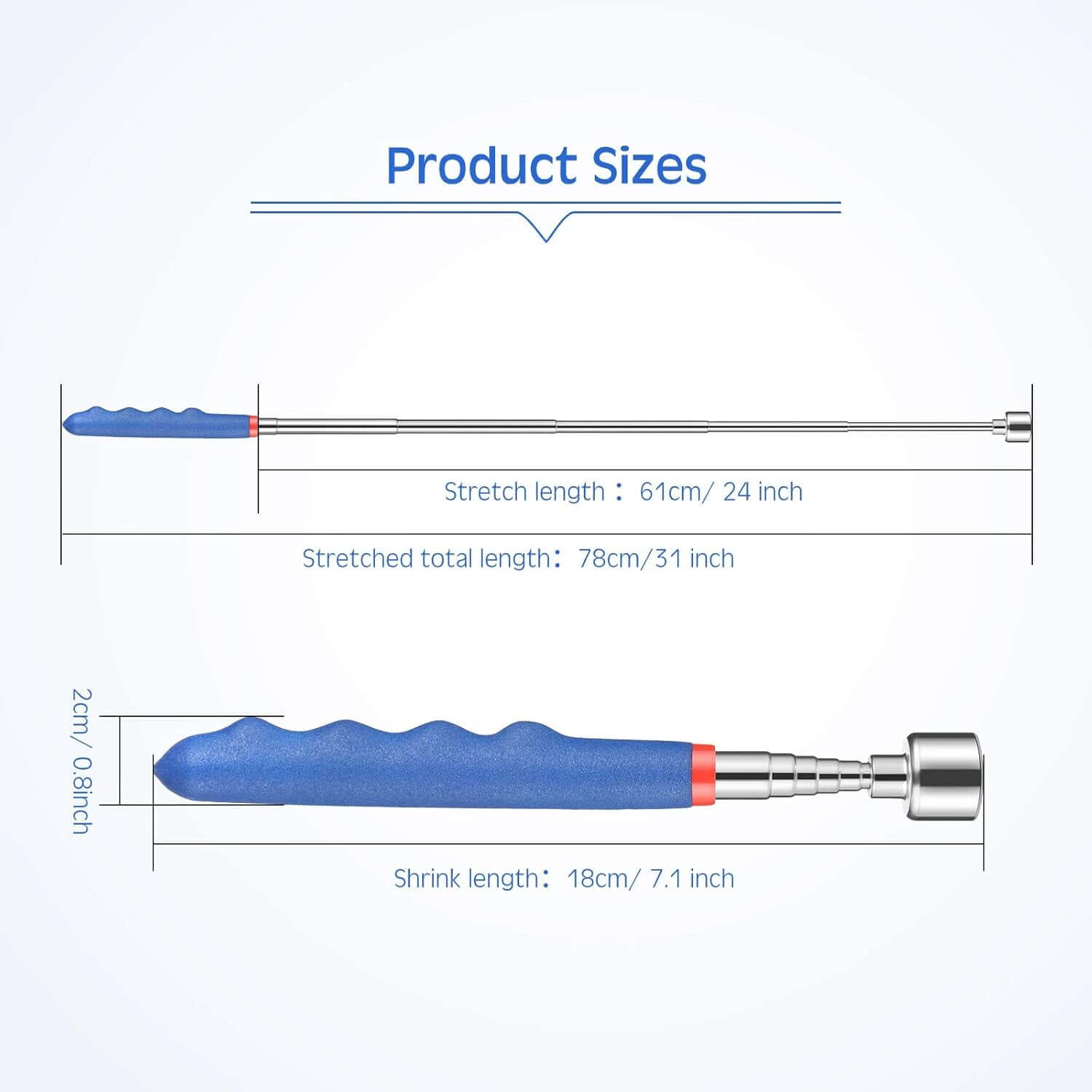 Telescoping Magnetic Pickup Tool 20 Lbs. Extension Tool Telescoping 30 Inch 