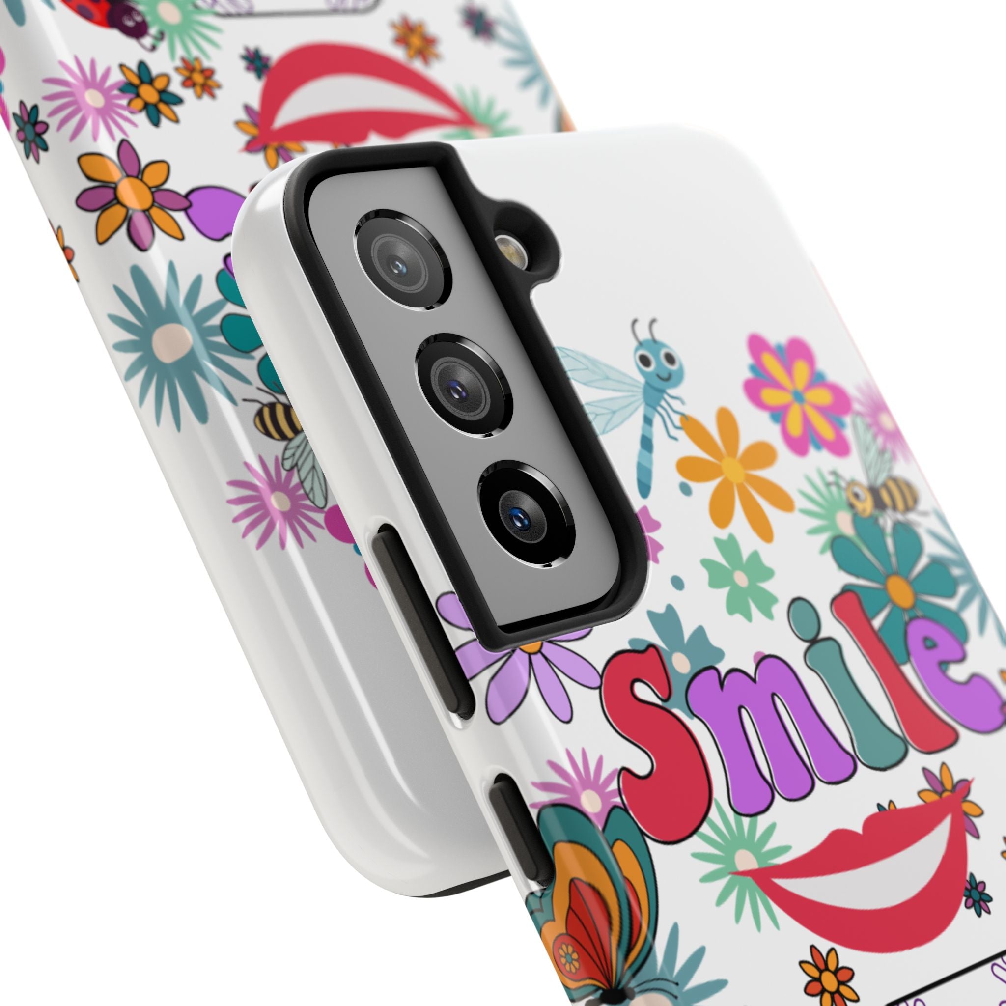 Smile Floral Phone Case — Colorful Retro Flower Power Protective Case