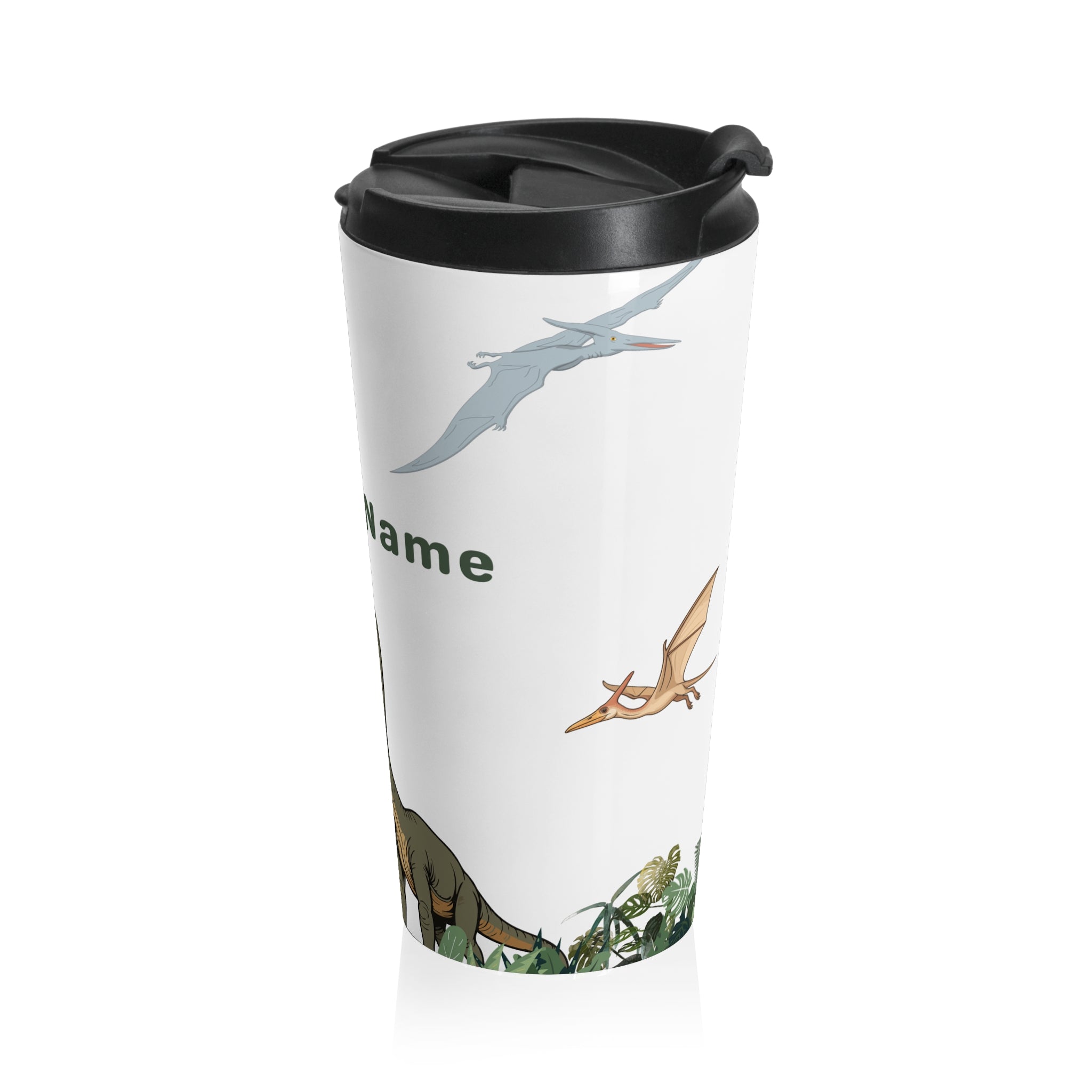 Dinosaur Travel Mug — Personalized Jurassic Stainless Steel Tumbler
