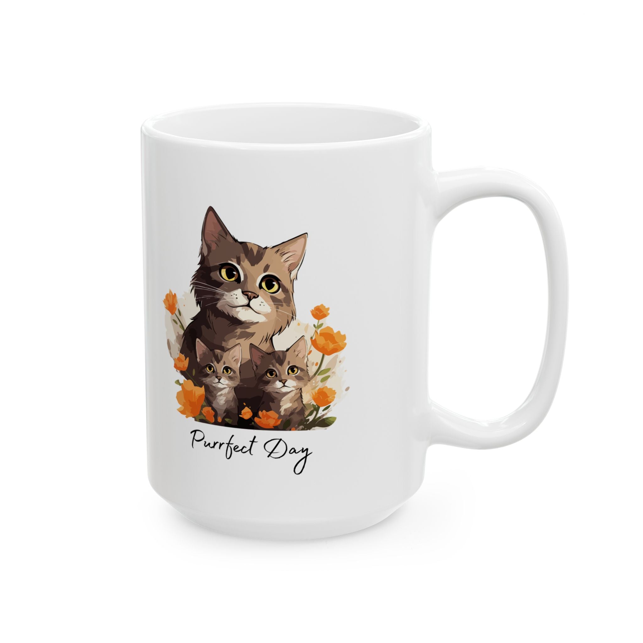 Cat Mom Floral Ceramic Mug (11oz/15oz) - Mug