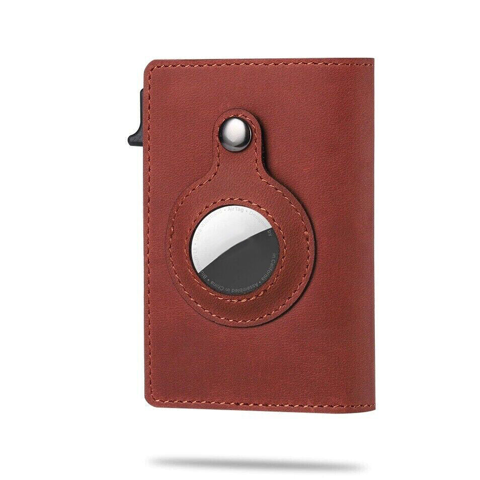 Airtag Wallet Case Genuine Leather Credit Card Holder Magnetic