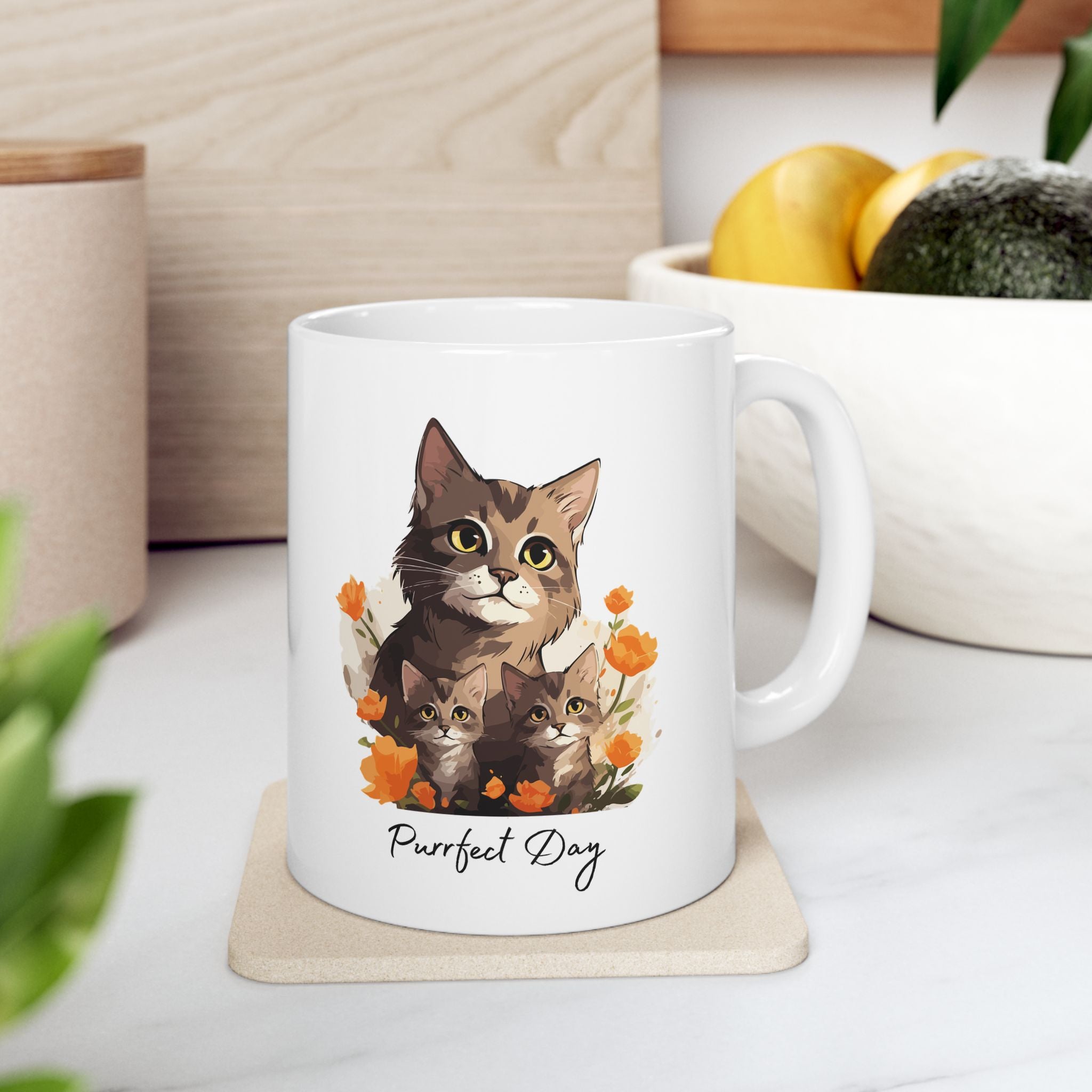Cat Mom Floral Ceramic Mug (11oz/15oz) - Mug
