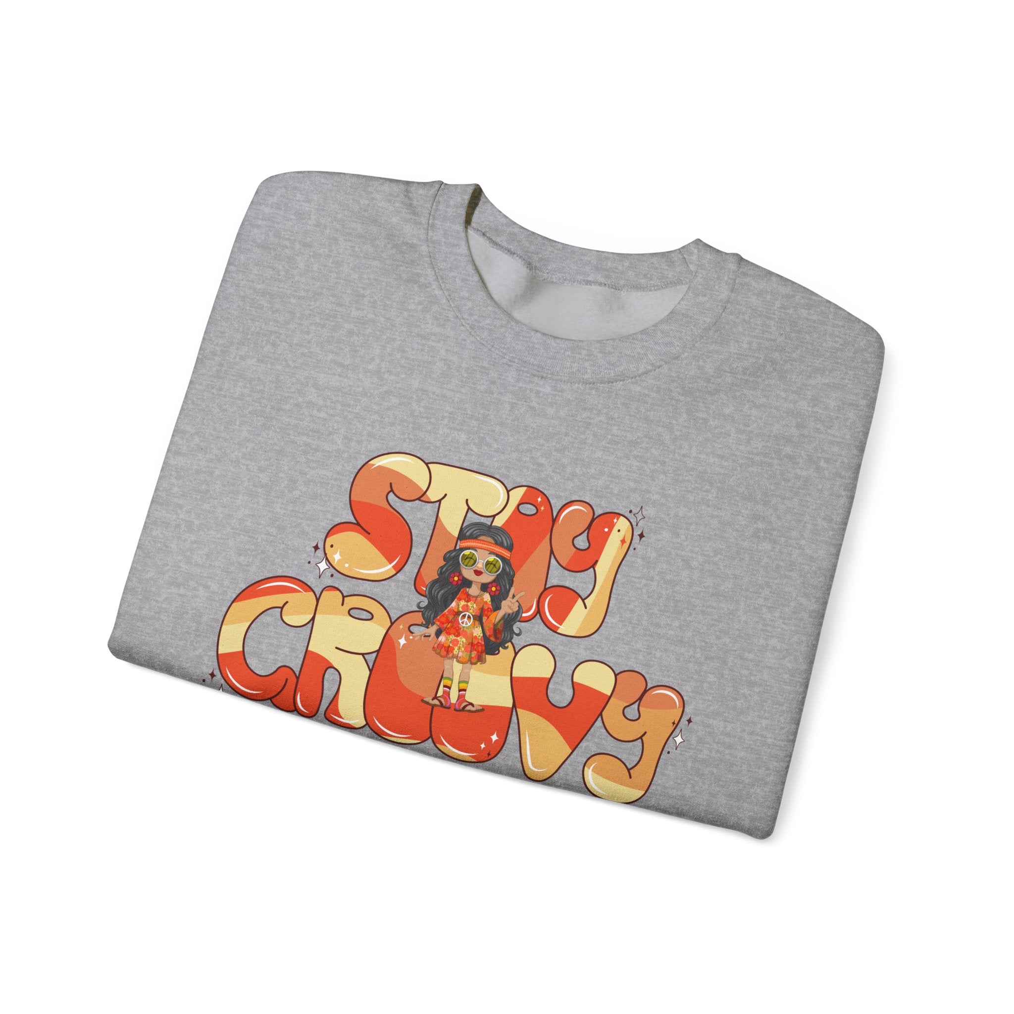 Stay Groovy Sweatshirt — Retro 70s Vibe 'Stay Groovy' Grey