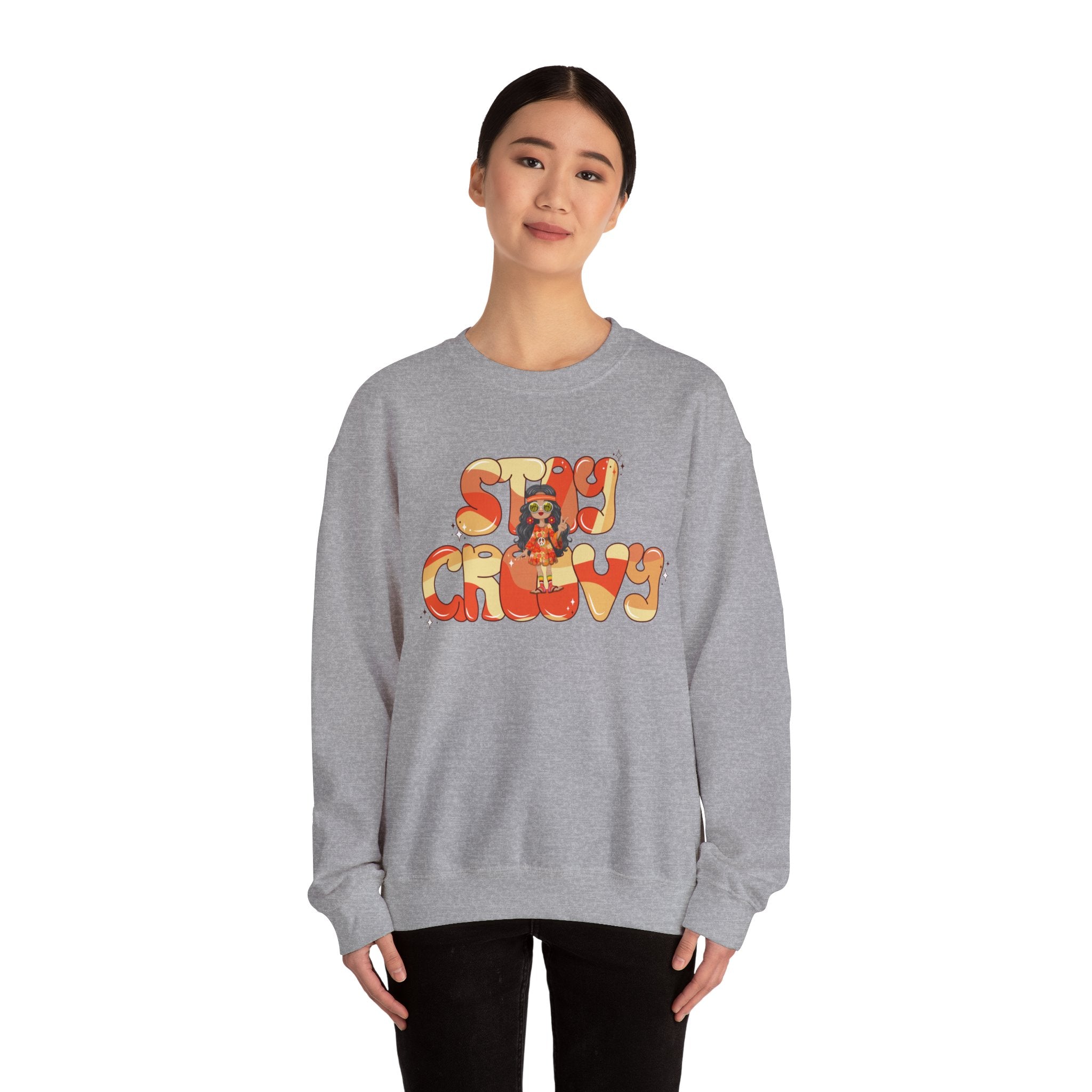 Stay Groovy Sweatshirt — Retro 70s Vibe 'Stay Groovy' Grey 