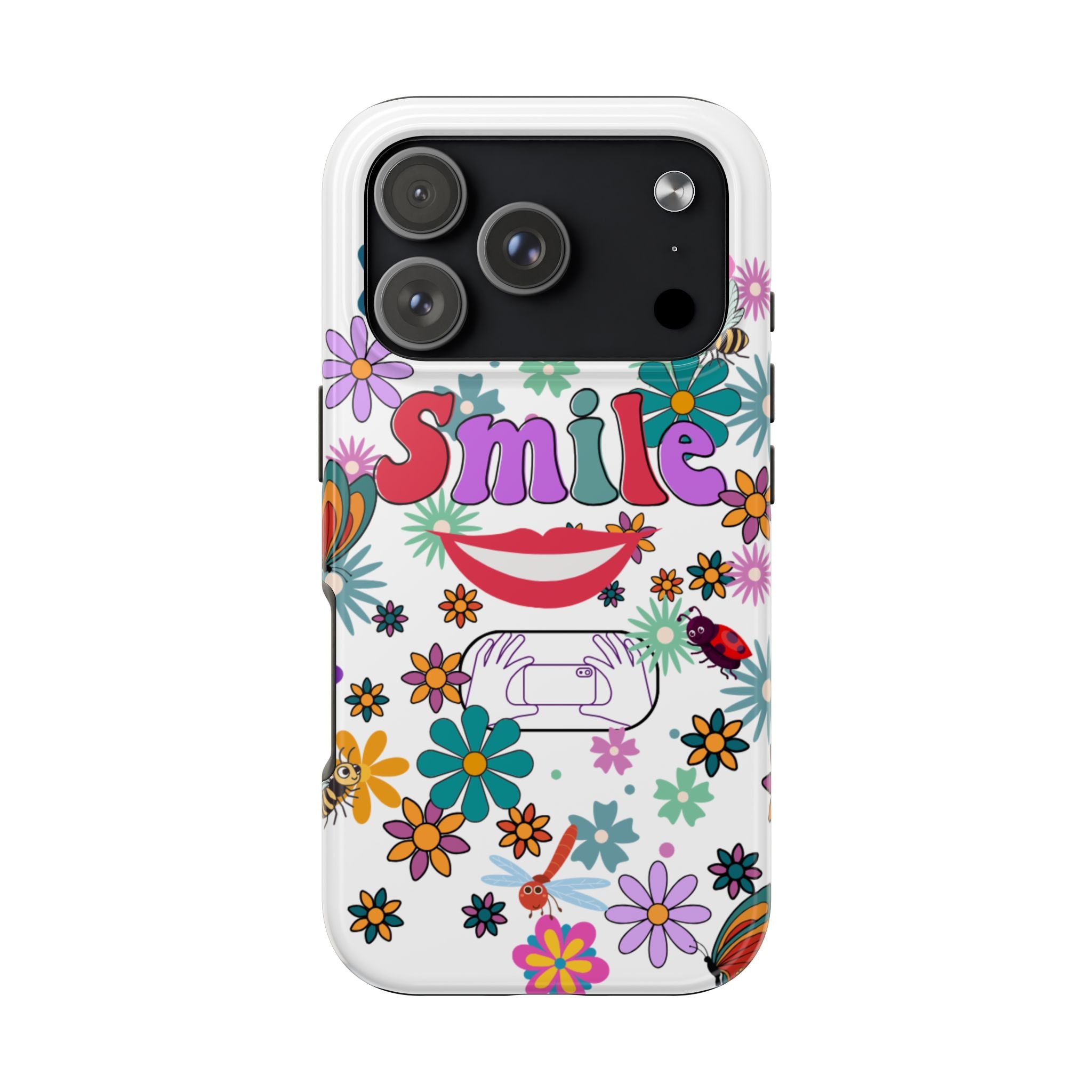 Smile Floral Phone Case — Colorful Retro Flower Power Protective Case