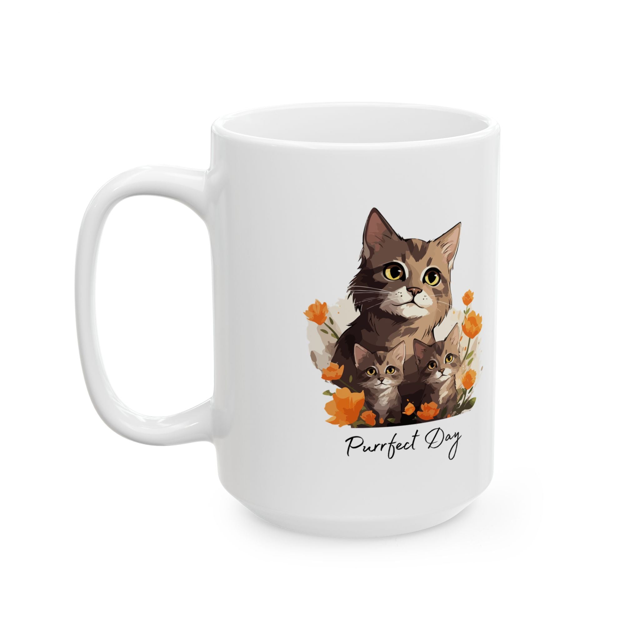 Cat Mom Floral Ceramic Mug (11oz/15oz) - Mug