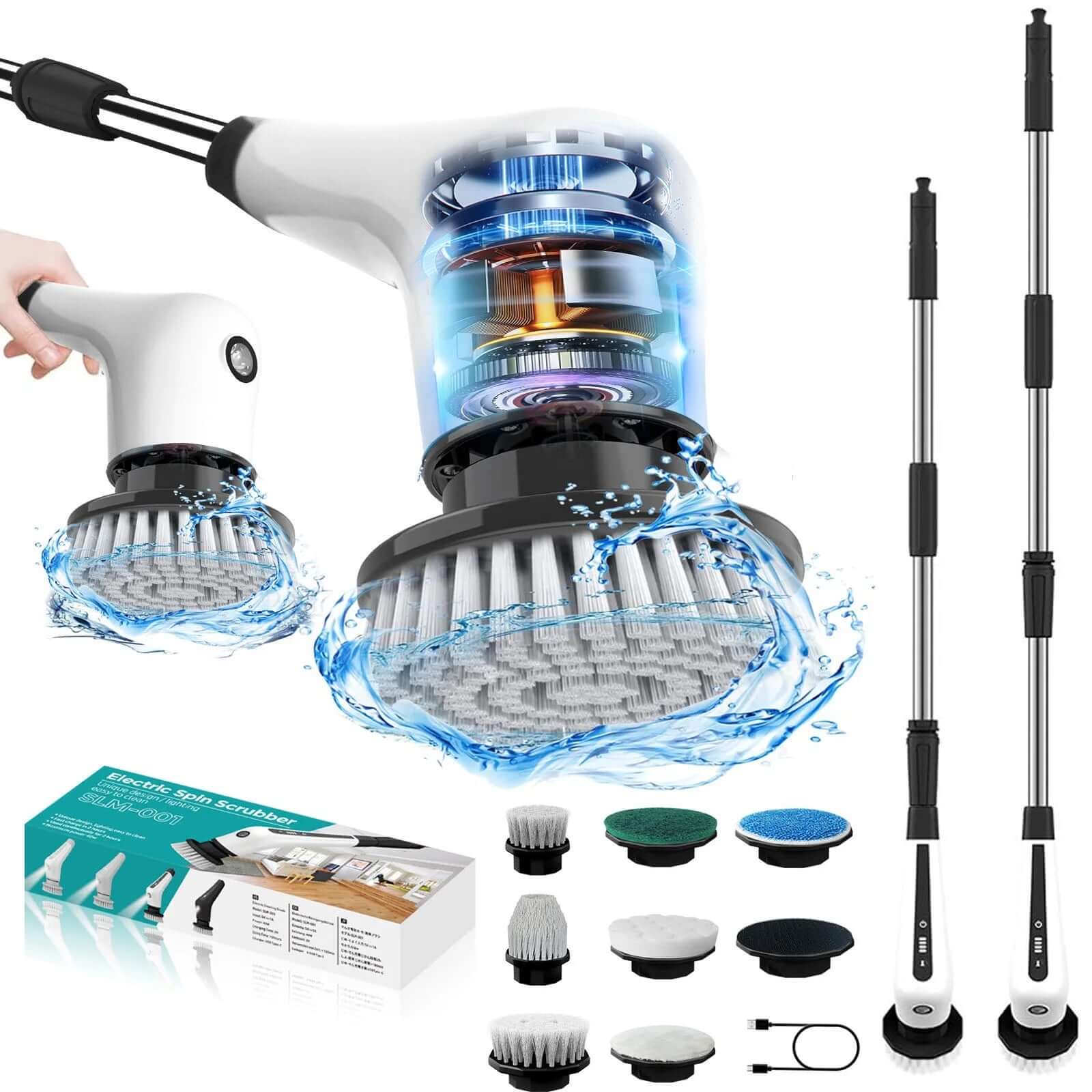Transform Your Cleaning Game with the Flnelien Cordless Electric Spin Scrubber! 💪✨ 7 Brush Heads & 48" Extension Handle for Effortless Bathroom Cleaning! 🛁🧼 #CleanSmart #HomeHacks