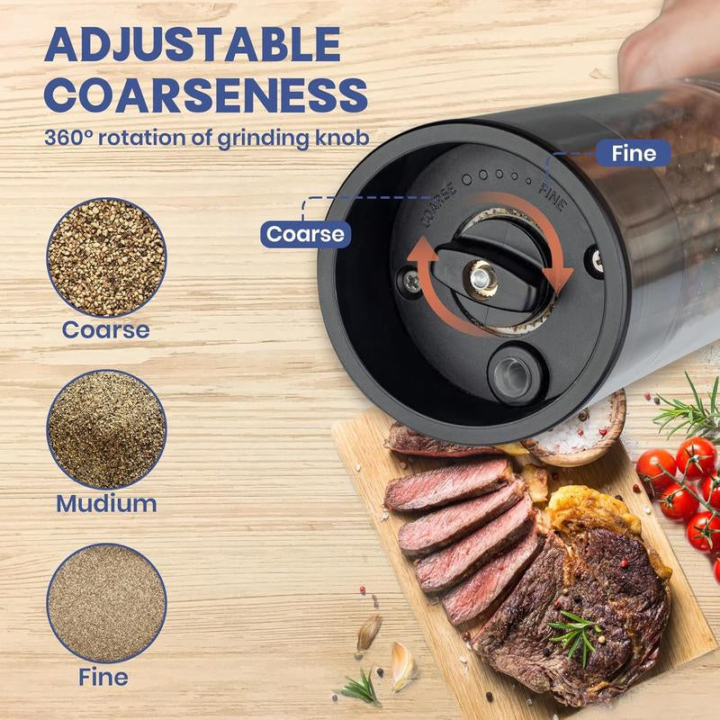 Automatic Salt and Pepper Grinder Set, USB Rechargeable with LED Light