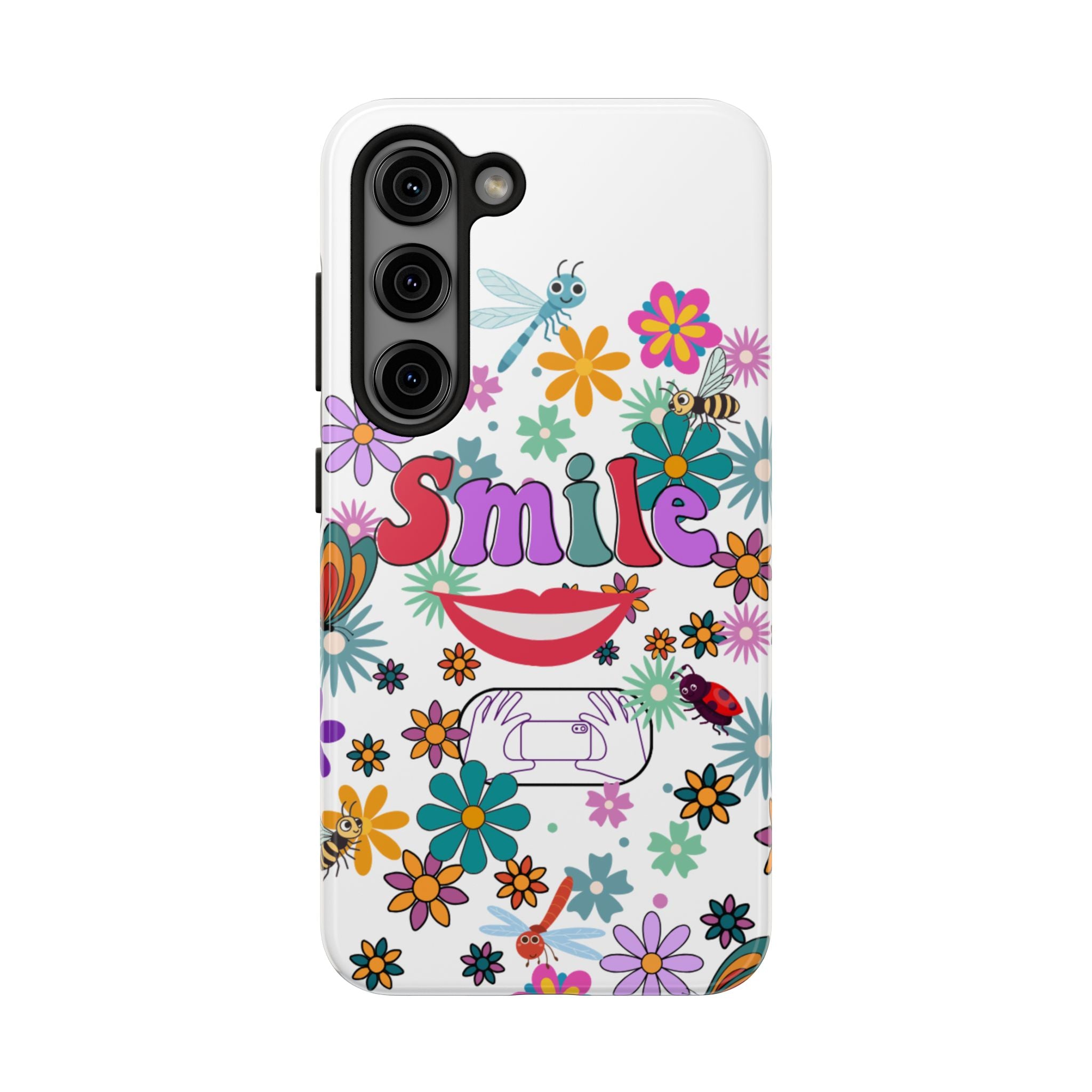 Smile Floral Phone Case — Colorful Retro Flower Power Protective Case