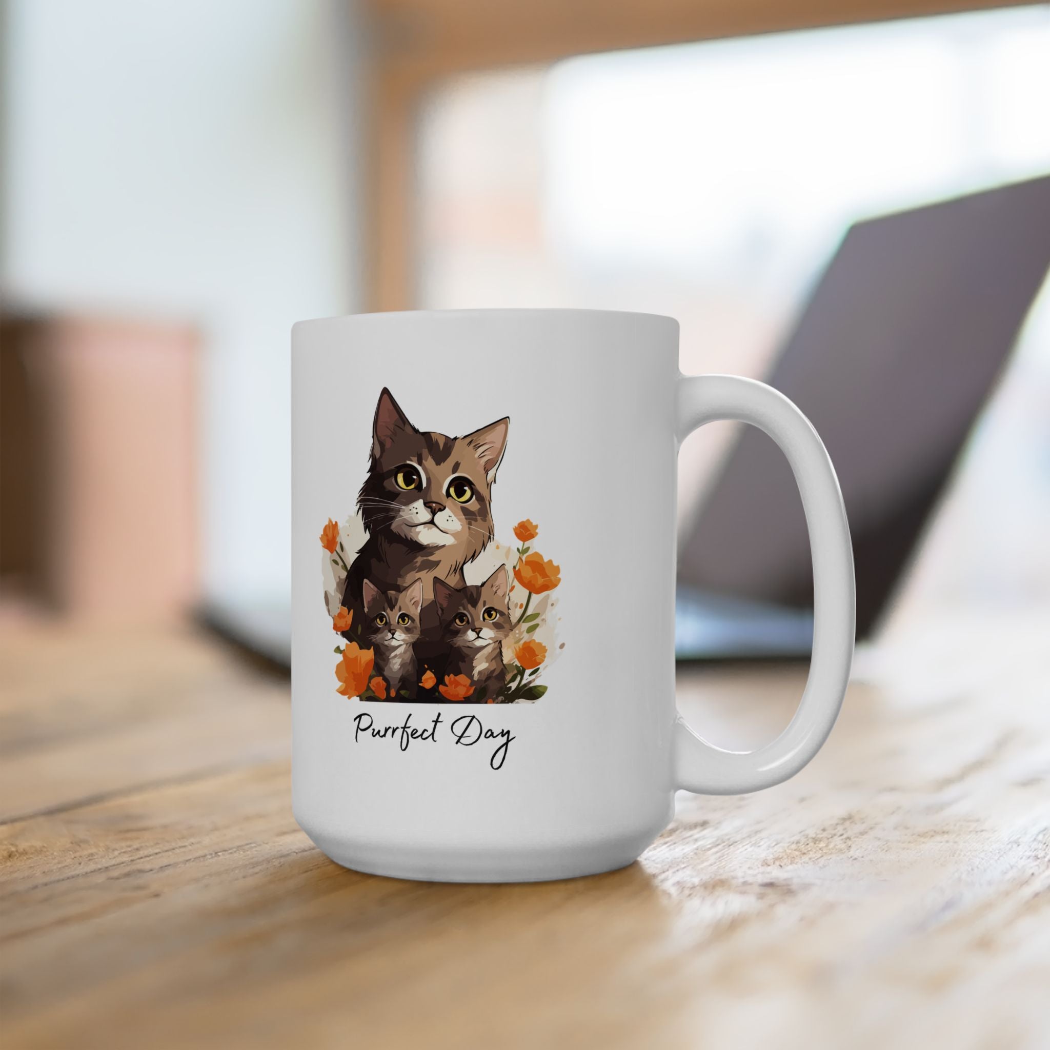 Cat Mom Floral Ceramic Mug (11oz/15oz) - Mug