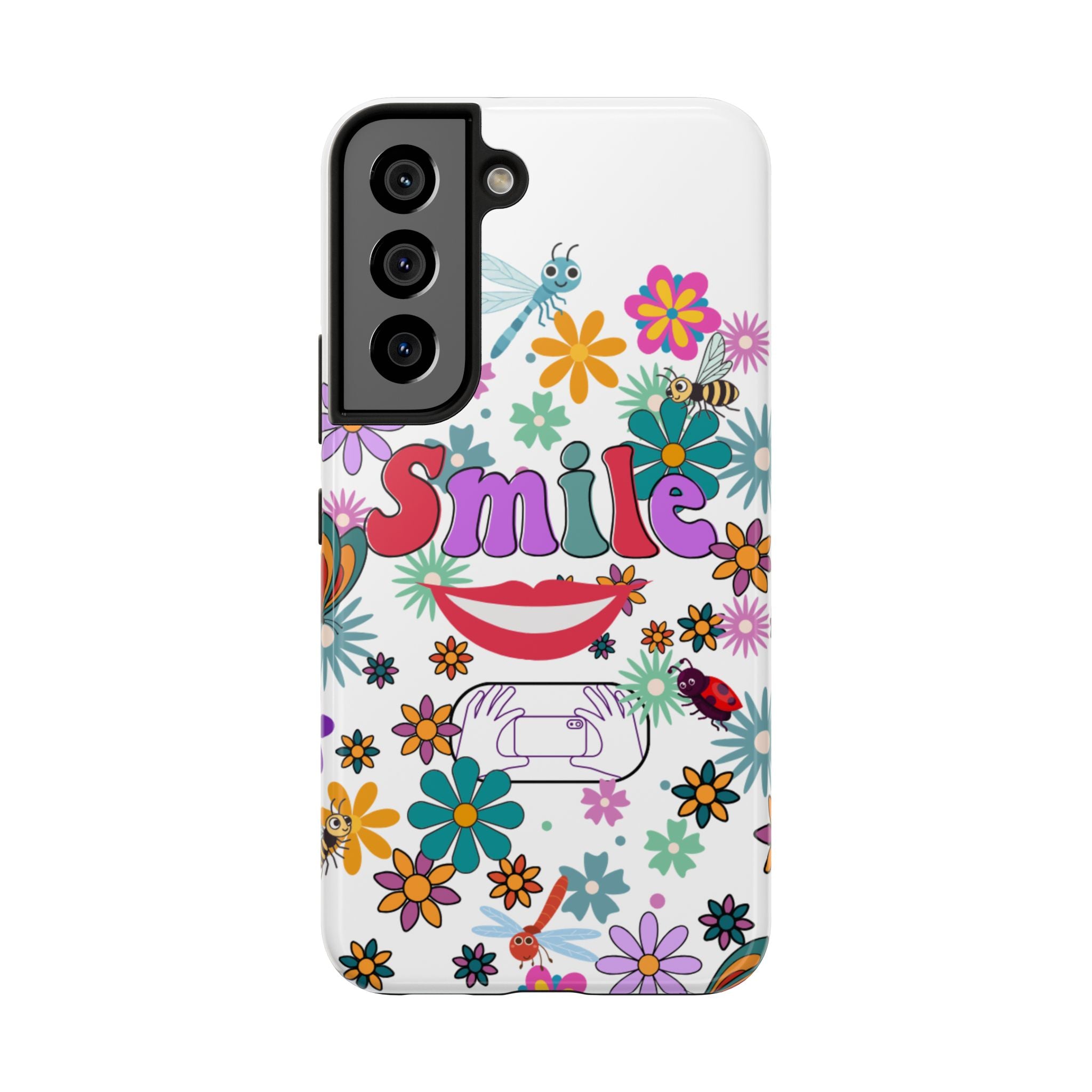 Smile Floral Phone Case — Colorful Retro Flower Power Protective Case