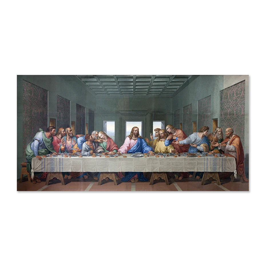 Full view of Last Supper canvas print reproduction, showcasing fine detail and vibrant colors on premium cotton canvas.