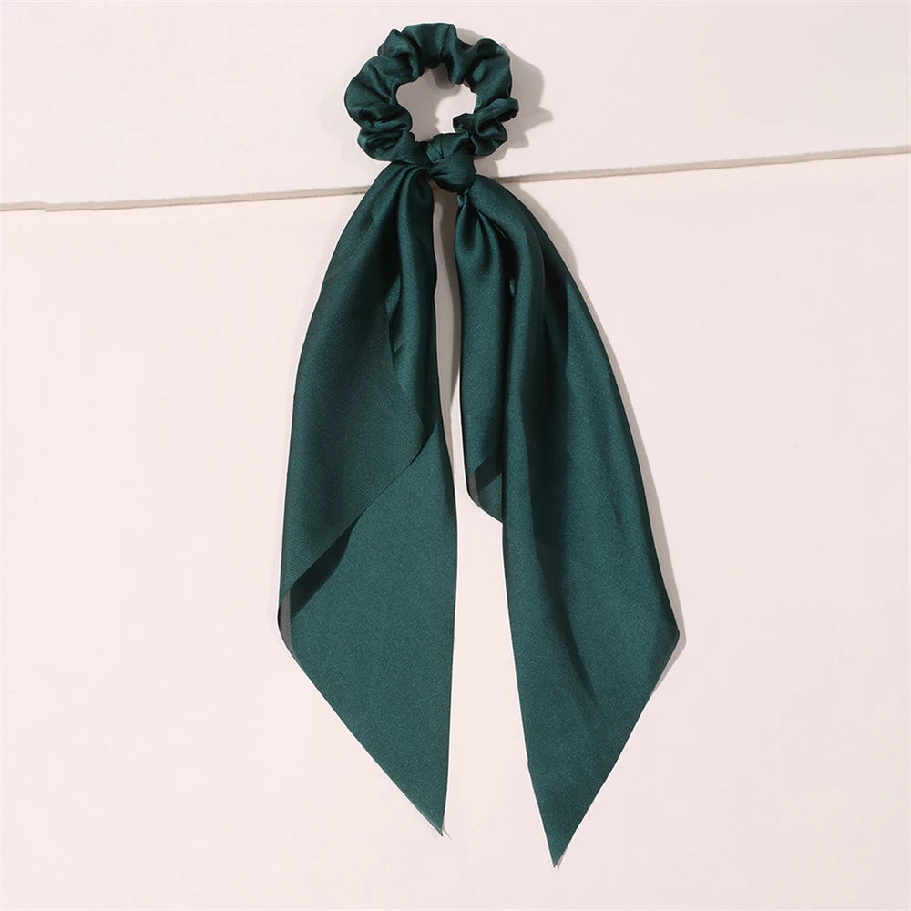 Fashion Print Bow Scrunchies Hair Ribbon