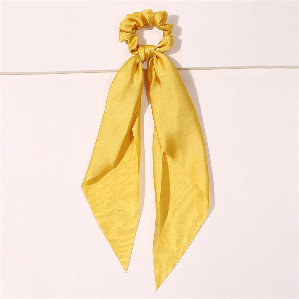 Fashion Print Bow Scrunchies Hair Ribbon