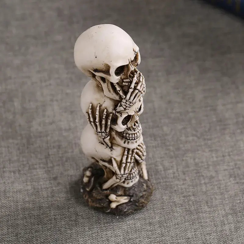 Top-down angle of Creative Skull Statue Resin highlighting realistic skull detailing. Decorative resin sculpture for artistic interior accents.
