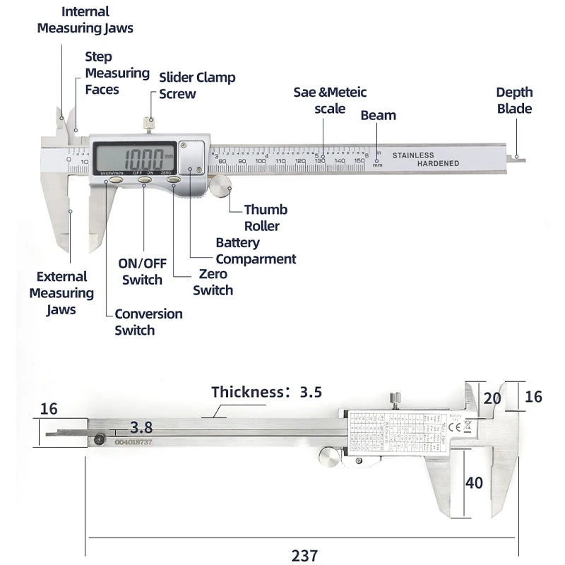 Metal Caliper Digital Pachymeter