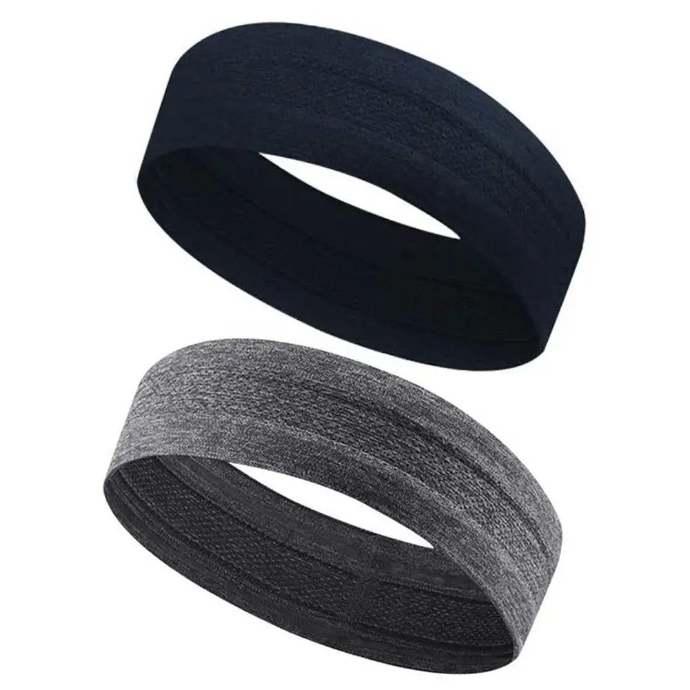 Unisex Elastic Workout Sweatband in black and grey, ideal for fitness, running, and cycling with moisture-wicking and non-slip design.