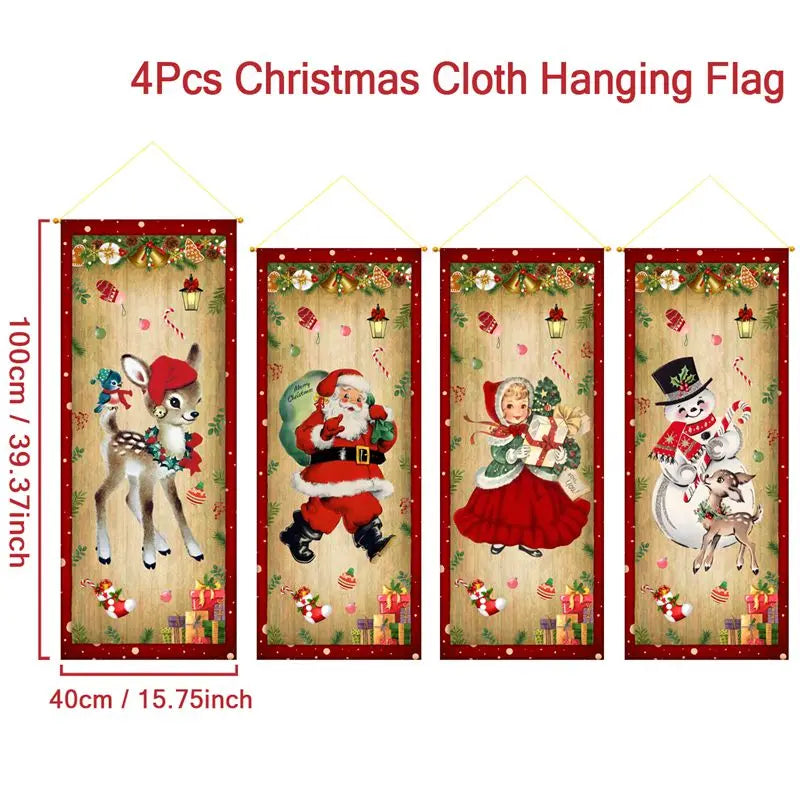 The Christmas hanging flag decor is a cheerful and eye-catching addition to your holiday decorations. Featuring vibrant Christmas-themed designs such as Santa, snowmen, or festive greetings.