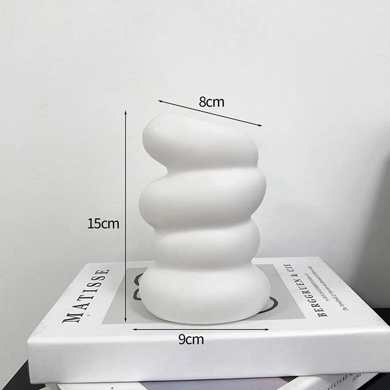 Modern Style Vase Room Decoration Plastic Flower Vase Wihte Black Flower Bottle Aesthetic Floral Arrangement Display Vase -