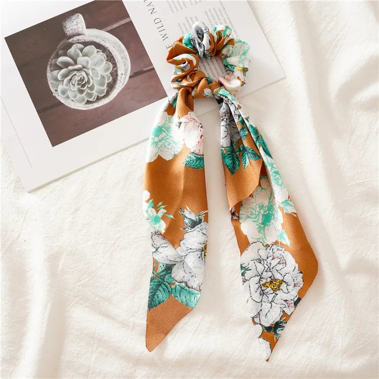 Fashion Bow Satin Long Ribbon Ponytail Scarf