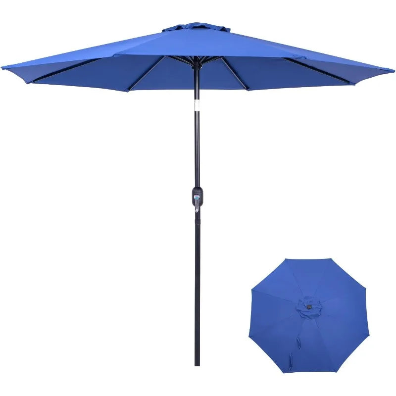 9 Ft Patio Umbrella with Push Button Tilt and Crank System