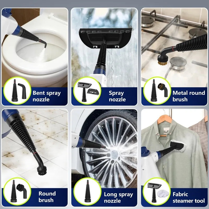 Pressurized Handheld Steam Cleaner for Home with 12pcs Accessories & Safety Lock