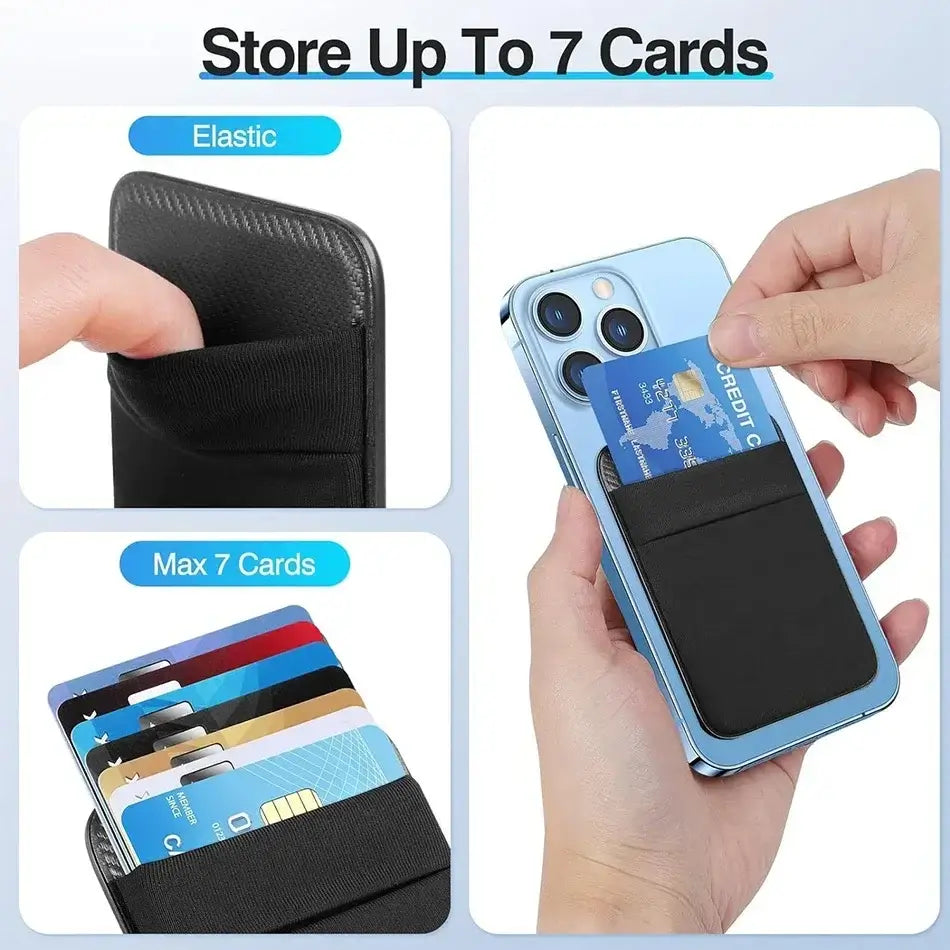 Magnetic Wallets - Cardholder | Slim, Secure, Compatible with MagSafe. Elastic design stores up to 7 cards securely on your phone.
