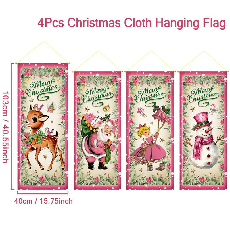 The Christmas hanging flag decor is a cheerful and eye-catching addition to your holiday decorations. Featuring vibrant Christmas-themed designs such as Santa, snowmen, or festive greetings.