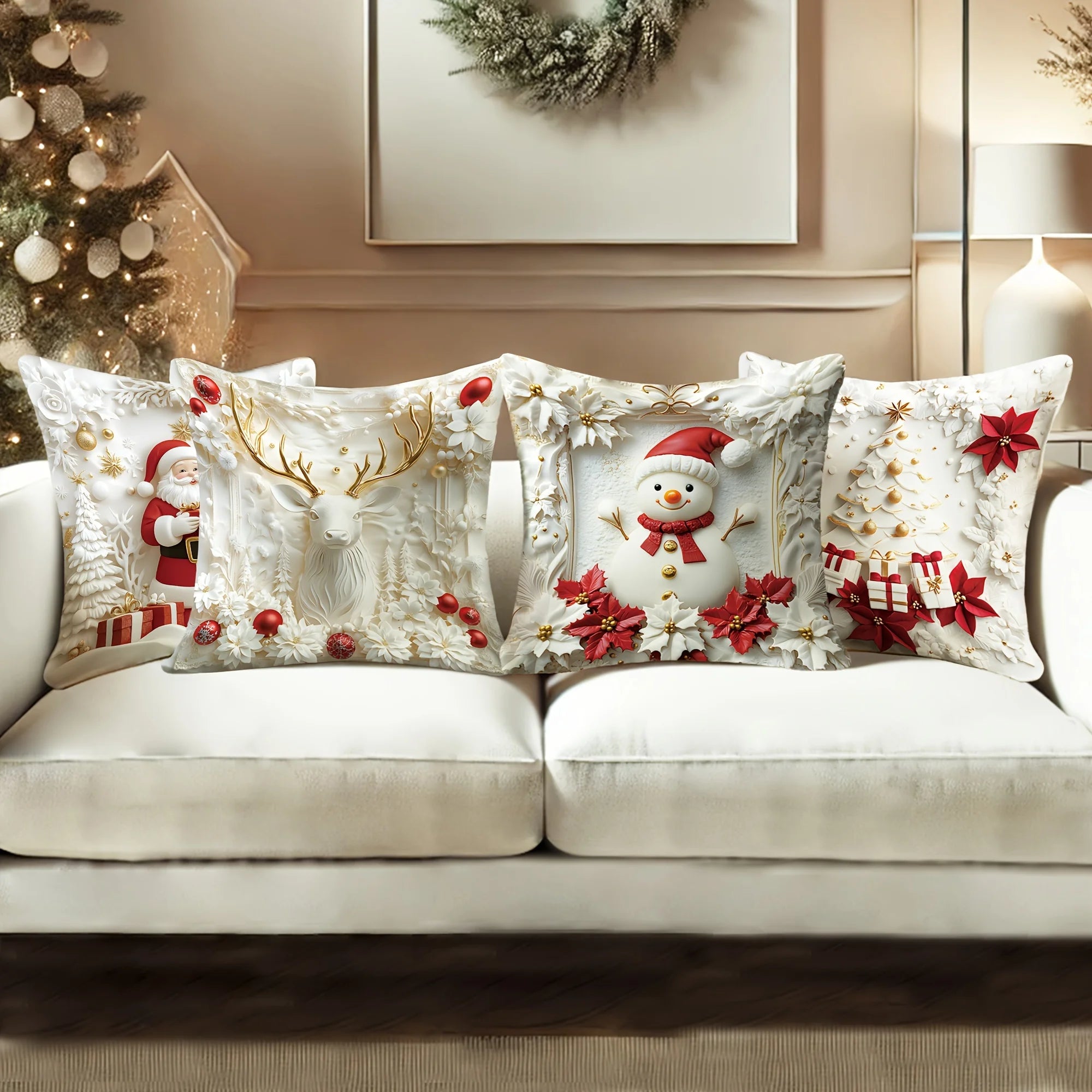 The 1-piece 2D Christmas pillow cover is a simple yet stylish way to add holiday spirit to your home. Featuring vibrant, festive designs such as snowflakes, Santa, or reindeer.