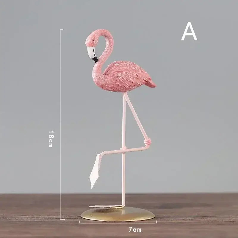 Creative Resin Flamingo Figurine style A, 18cm tall in a classic one-legged stance, perfect for home or garden decoration.