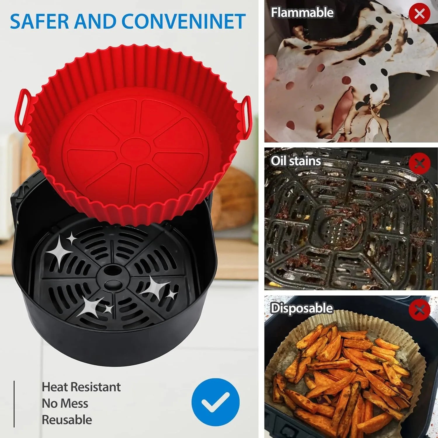 Airfryer Silicone Basket Reusable