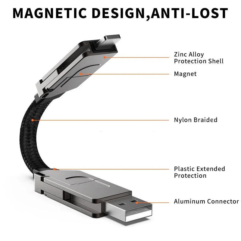 6 In 1 Multi Fast Charging Cable Keychain