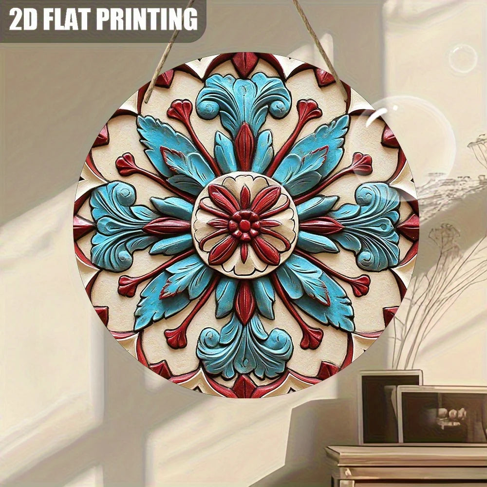 2D Flat, 1pc Round Wooden Decorative Wall Sign