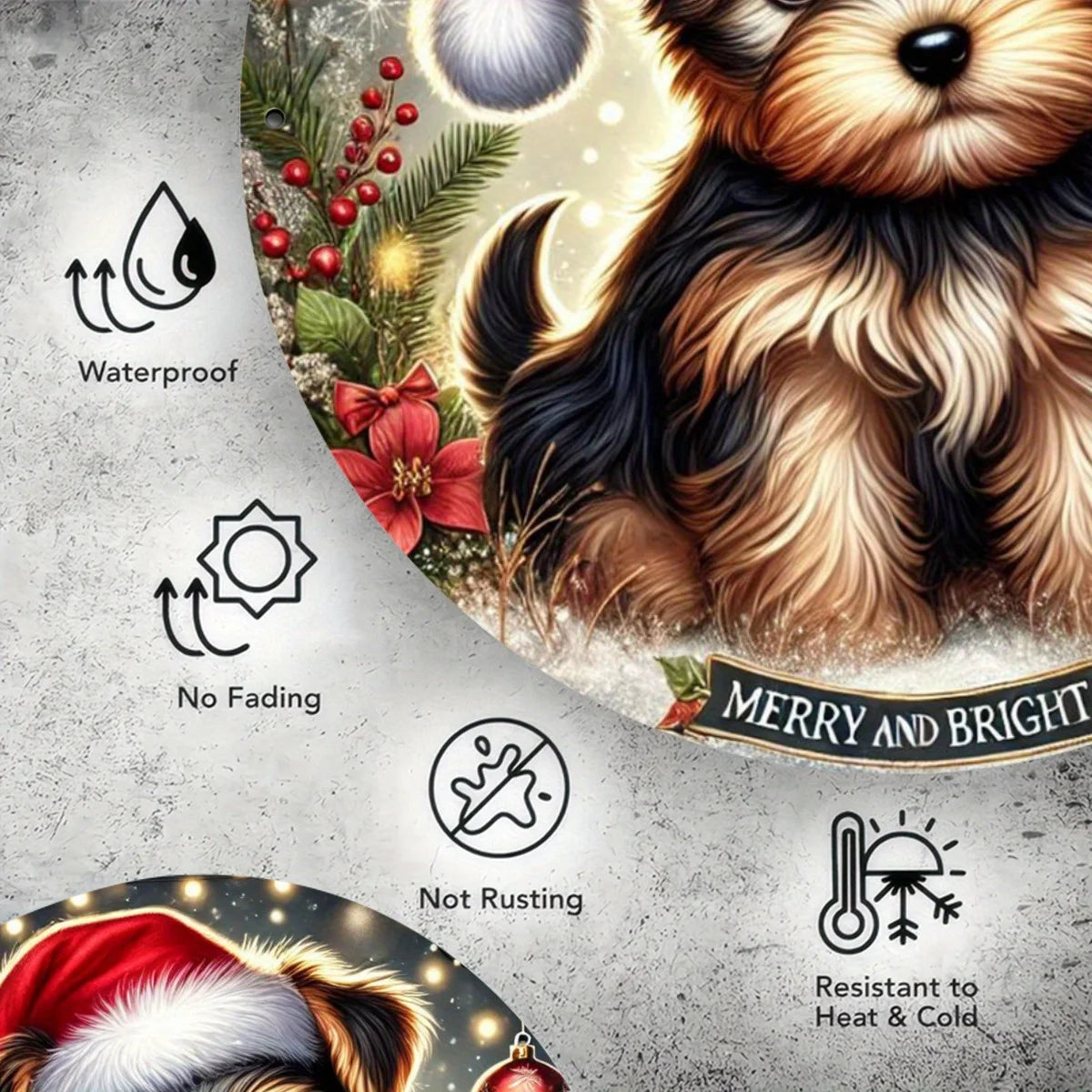 Yorkshire Terrier Christmas Hat- Metal Sign