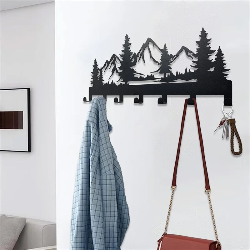 Beautiful mountain forest metal key holder