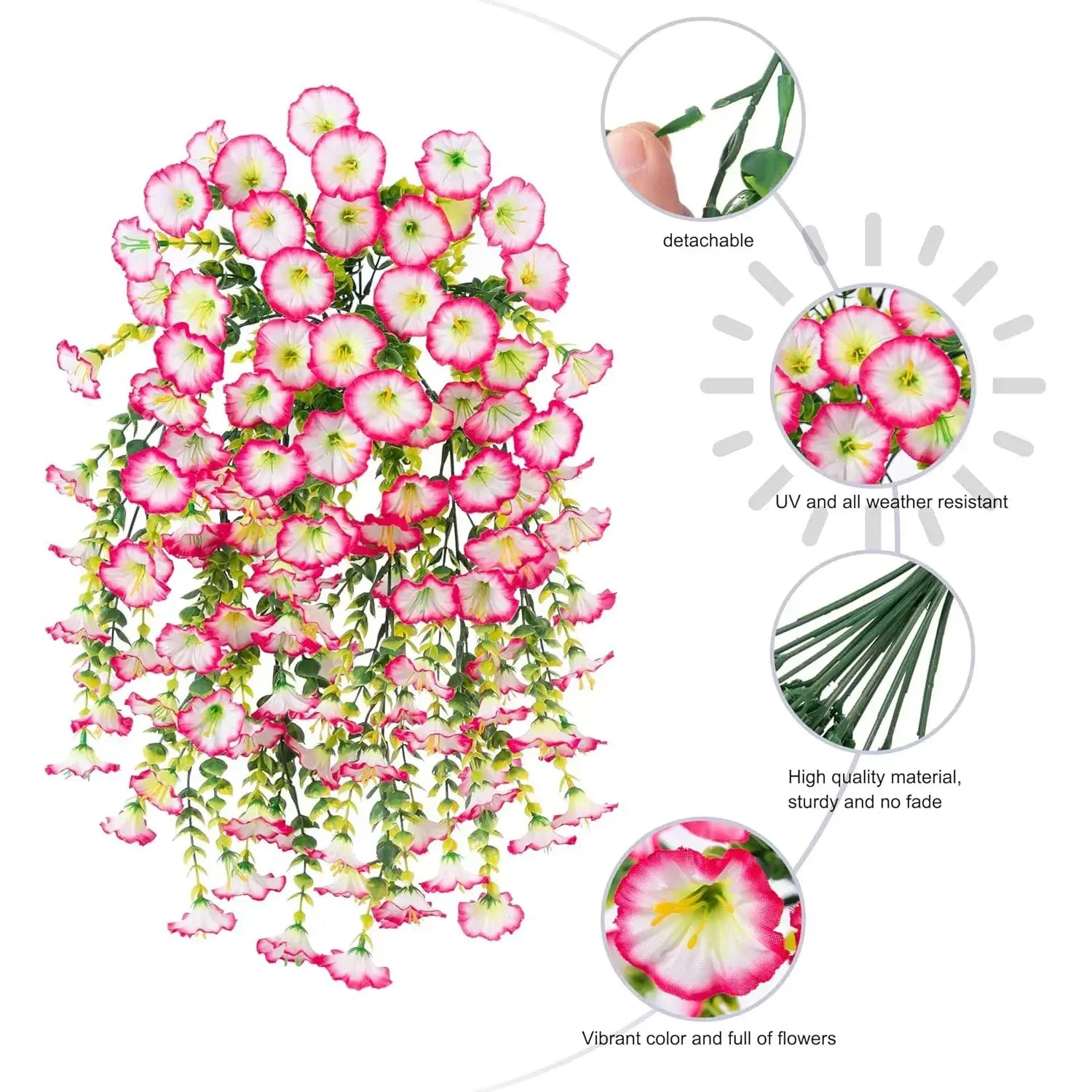 2pcs Artificial Hanging Flowers UV-Resistant