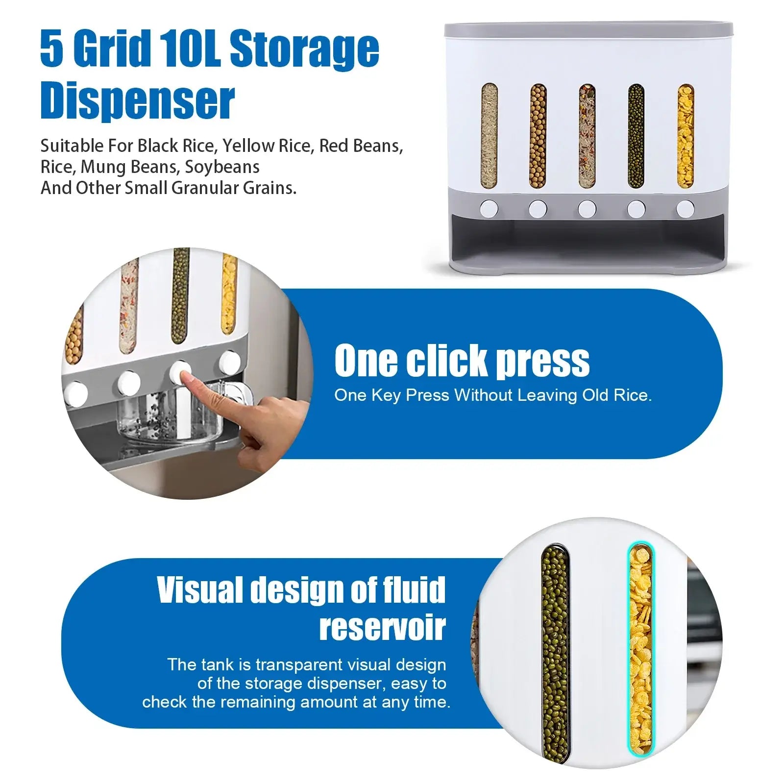 Wall Mounted 5-Grid Dry Food Dispenser