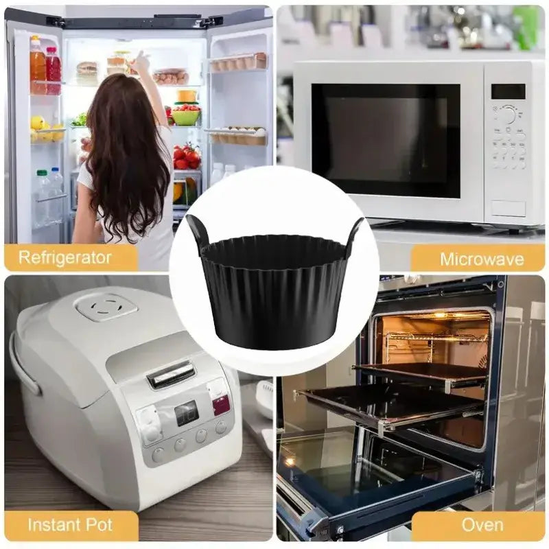 Versatile Air Fryer Silicone Egg Cup compatible with refrigerator, microwave, oven, and instant pot. Multi-use non-stick silicone bakeware.