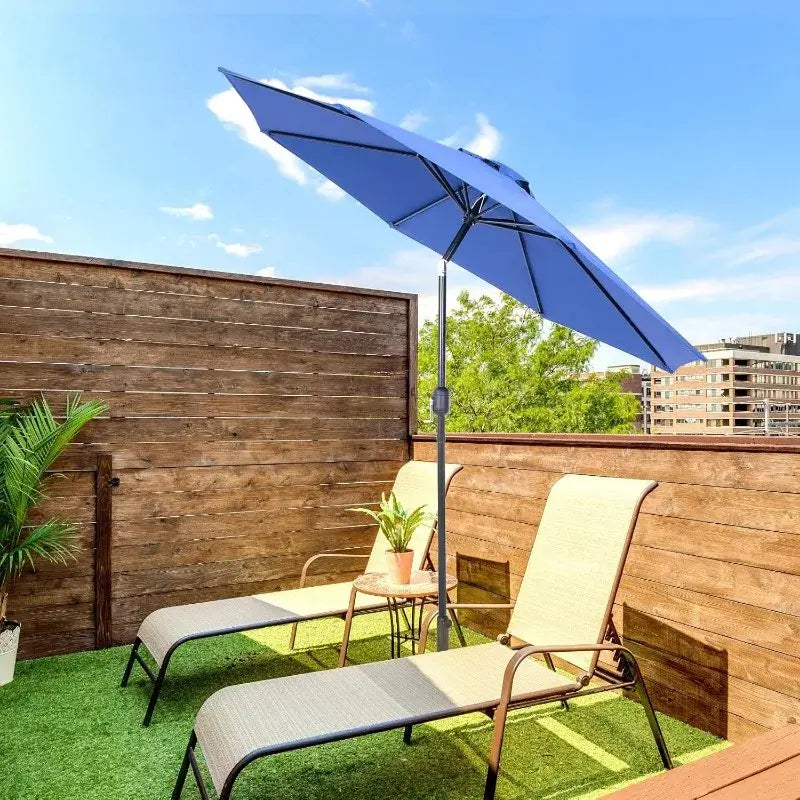 9 Ft Patio Umbrella with Push Button Tilt and Crank System