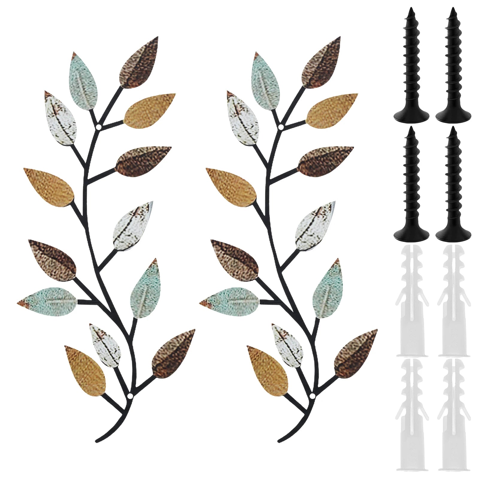 2Pcs Metal Tree Leaf Wall Decor