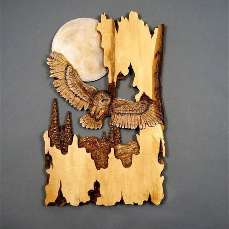 Flat Animal Handcraft Wall Hanging Sculpture Wooden