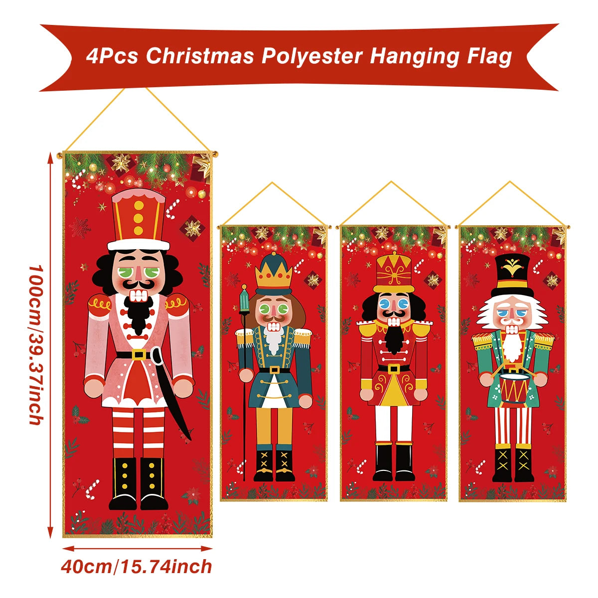 The Christmas hanging flag decor is a cheerful and eye-catching addition to your holiday decorations. Featuring vibrant Christmas-themed designs such as Santa, snowmen, or festive greetings.