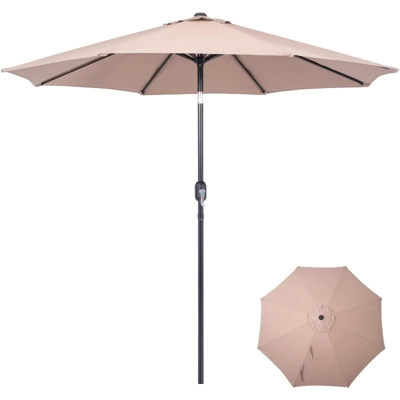 9 Ft Patio Umbrella with Push Button Tilt and Crank System