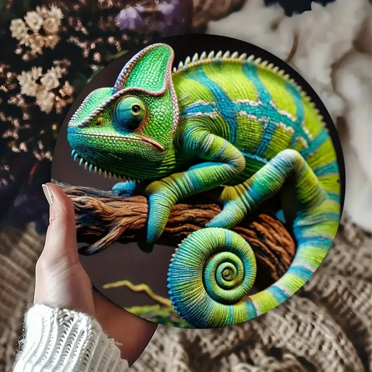 2D Aluminum Metal Sign Chameleon Art