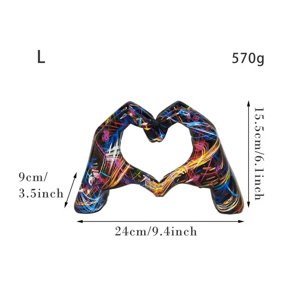 Heart Gesture Sculpture Resin Abstract Hand Love