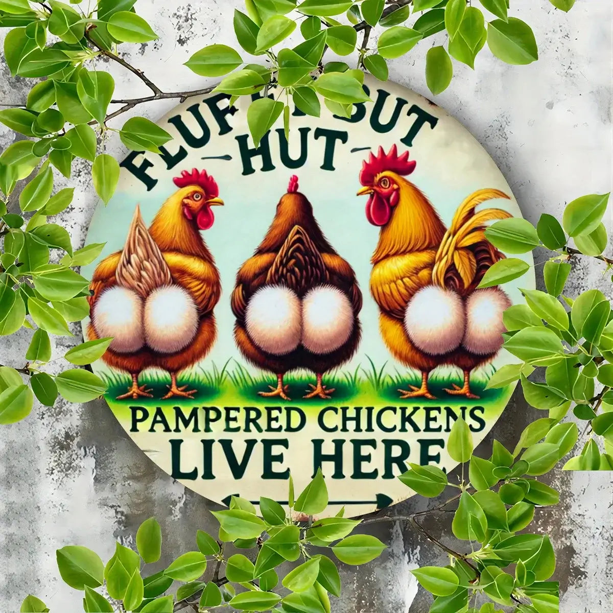 "Fluffy Butt Hut Metal Sign - 2D Printed