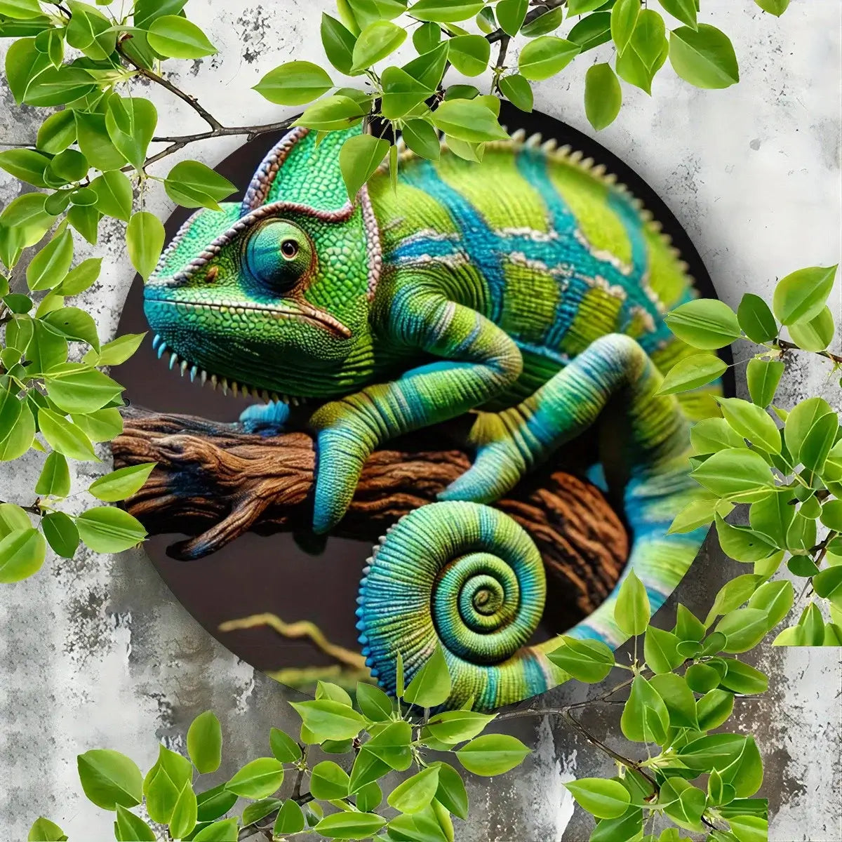 2D Aluminum Metal Sign Chameleon Art