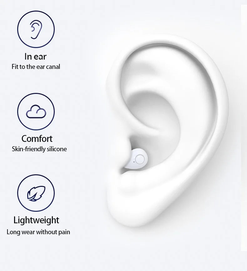 Invisible Sleep Wireless Bluetooth Earphone Headset with Mic