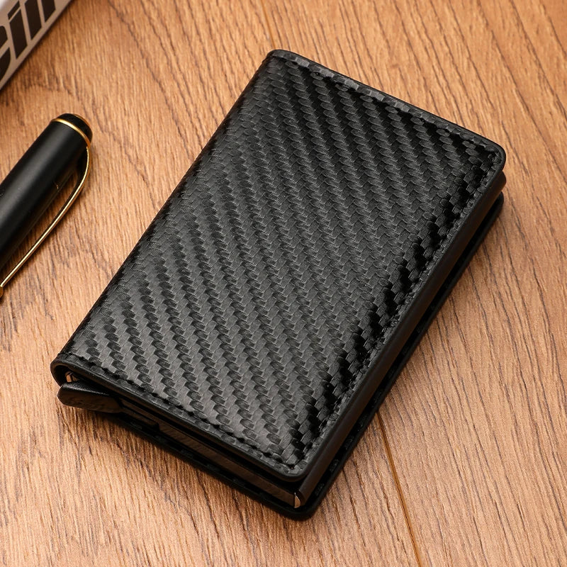 Carbon Fiber Credit Card Wallet Men RFID Smart