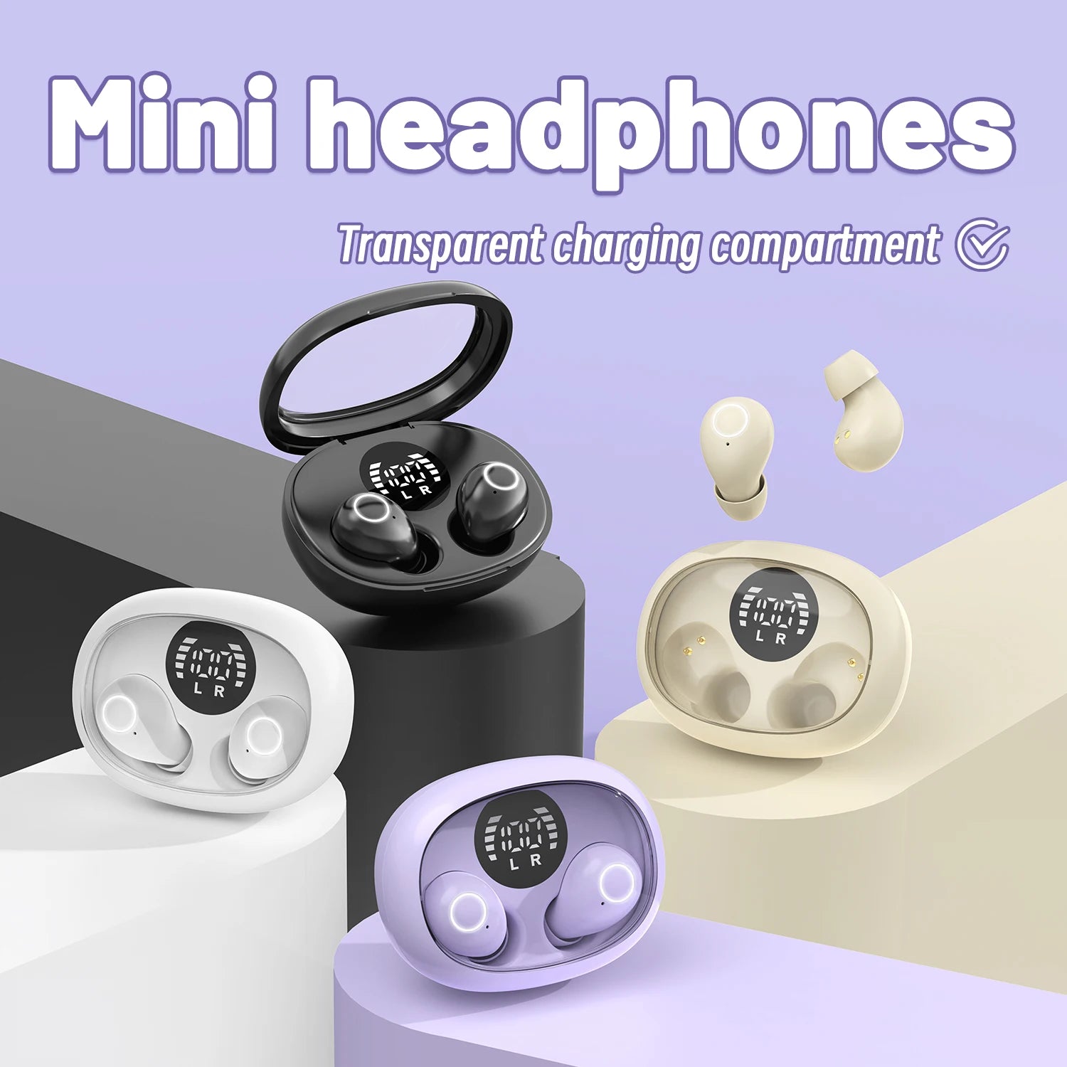 Invisible Sleep Wireless Bluetooth Earphone Headset with Mic